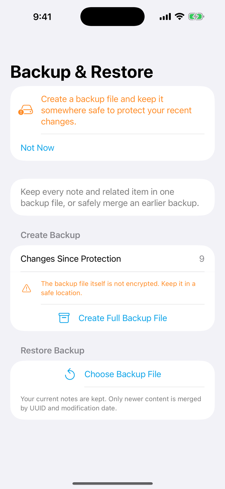Backup & Restore — OctiNote