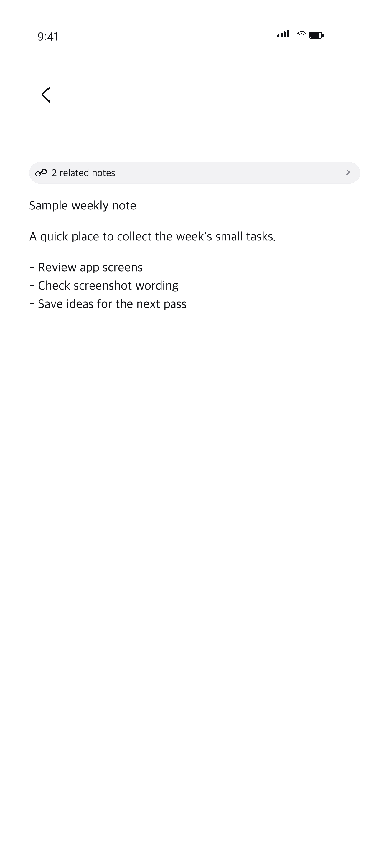 OctiNote editor with related notes on iPhone