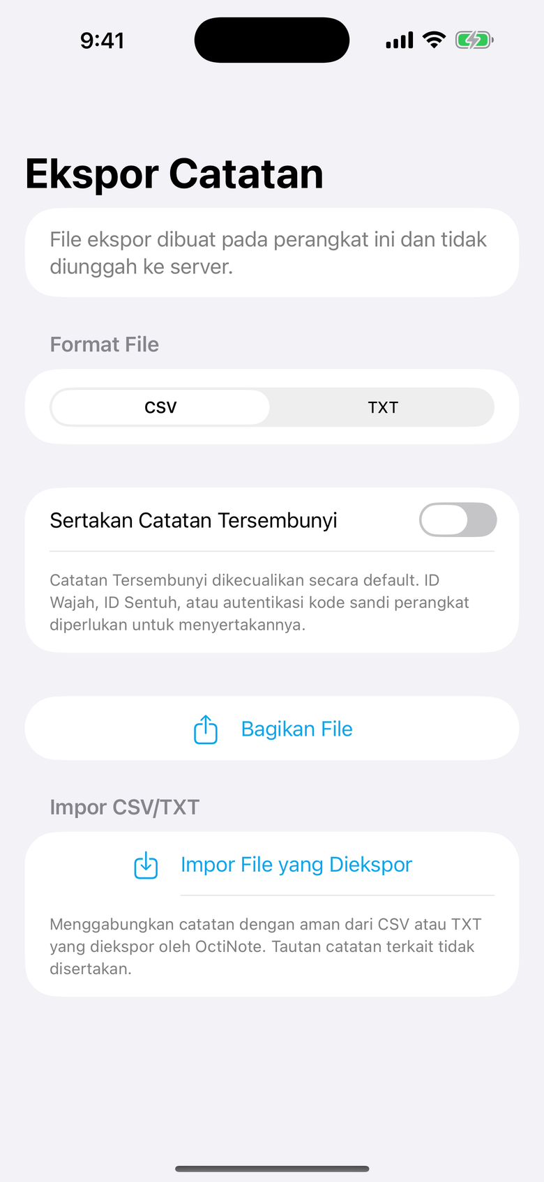 Ekspor Catatan — OctiNote